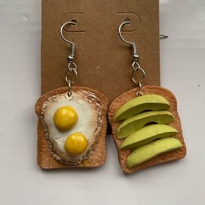 Avocado toast Egg toast Brunch Handmade Earrings Hooks Never worn